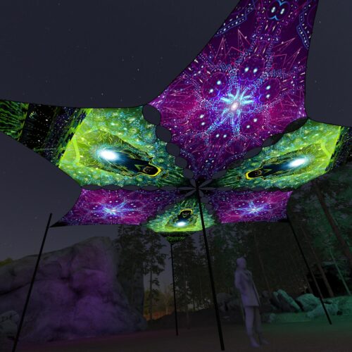 EN-DM03 and EN-DM01 - 6 Diamonds Canopy Set - UV-Reactive Flurescent Ceiling Decoration - 3D-Preview