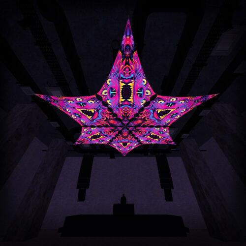 ES-DM01 and ES-DM02 - 6 Diamonds Canopy Set - UV-Reactive Flurescent Ceiling Decoration - 3D-Preview