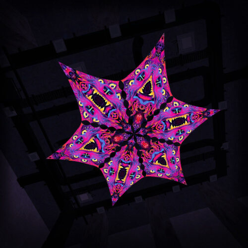 ES-DM01 and ES-DM02 - 6 Diamonds Canopy Set - UV-Reactive Flurescent Ceiling Decoration - 3D-Preview