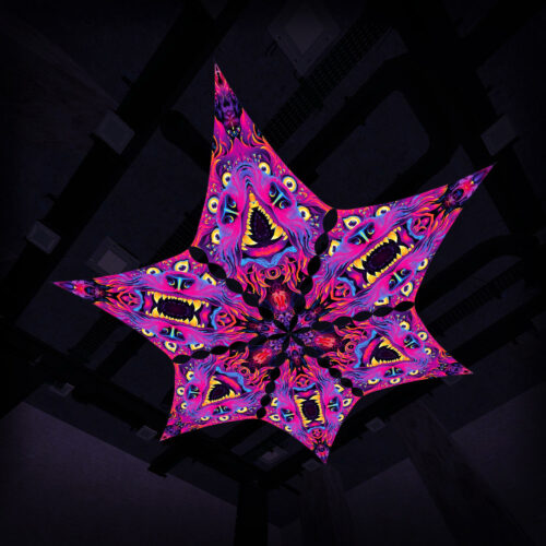 ES-DM01 and ES-DM02 - 6 Diamonds Canopy Set - UV-Reactive Flurescent Ceiling Decoration - 3D-Preview
