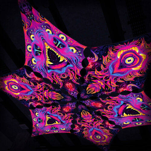 ES-DM02 and ES-DM03 - 6 Diamonds Canopy Set - UV-Reactive Flurescent Ceiling Decoration - 3D-Preview