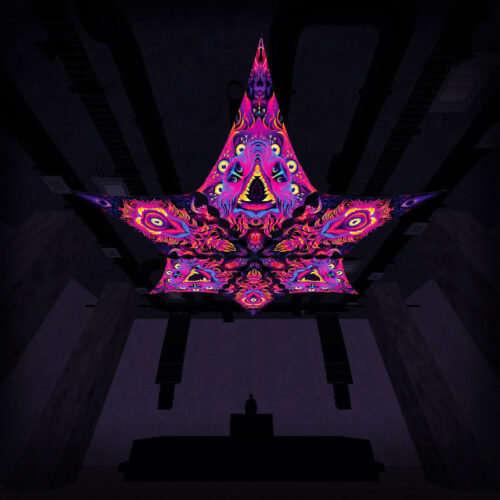 ES-DM02 and ES-DM03 - 6 Diamonds Canopy Set - UV-Reactive Flurescent Ceiling Decoration - 3D-Preview
