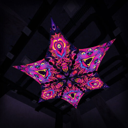 ES-DM02 and ES-DM03 - 6 Diamonds Canopy Set - UV-Reactive Flurescent Ceiling Decoration - 3D-Preview