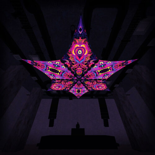 ES-DM03 and ES-DM01 - 6 Diamonds Canopy Set - UV-Reactive Flurescent Ceiling Decoration - 3D-Preview