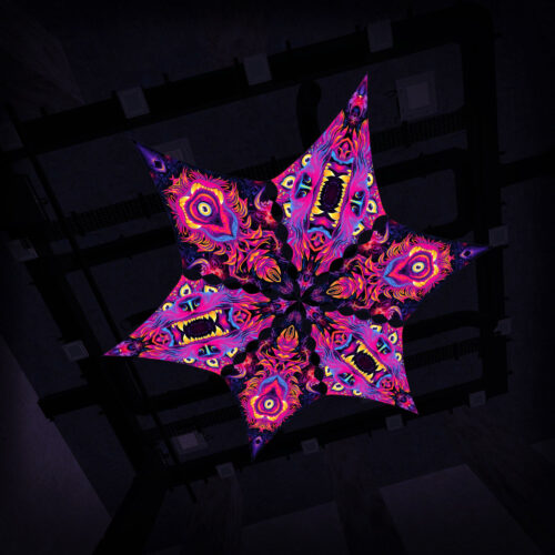 ES-DM03 and ES-DM01 - 6 Diamonds Canopy Set - UV-Reactive Flurescent Ceiling Decoration - 3D-Preview