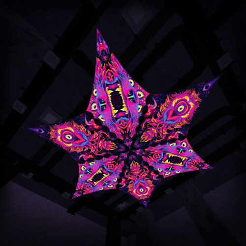 ES-DM03 and ES-DM01 - 6 Diamonds Canopy Set - UV-Reactive Flurescent Ceiling Decoration - 3D-Preview