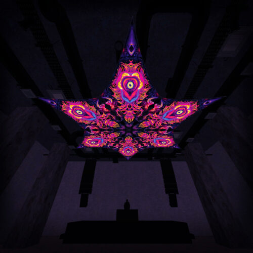 ES-DM03 - 6 Diamonds Canopy Set - UV-Reactive Flurescent Ceiling Decoration - 3D-Preview