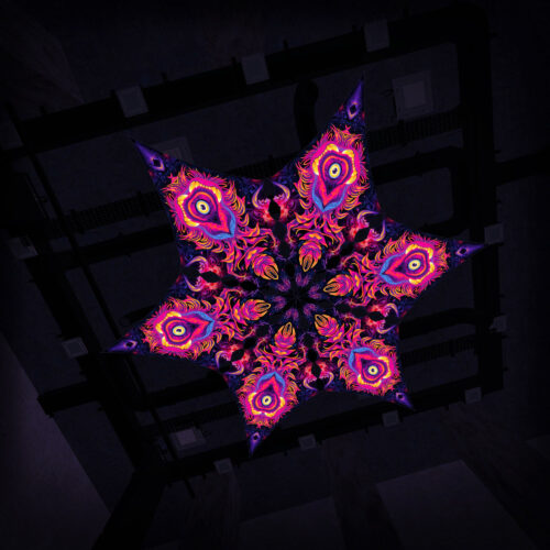 ES-DM03 - 6 Diamonds Canopy Set - UV-Reactive Flurescent Ceiling Decoration - 3D-Preview