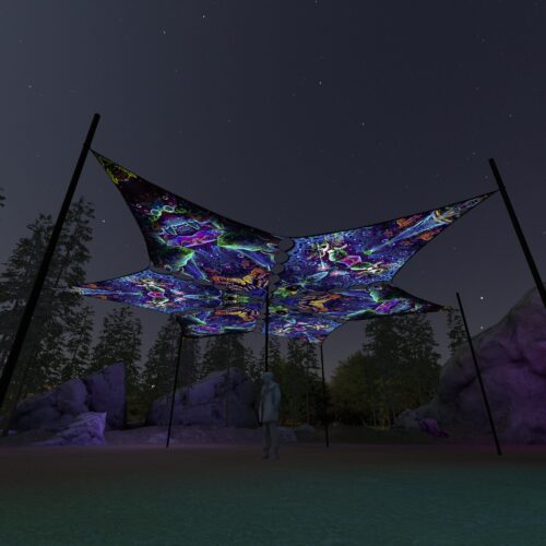 EUK-DM01 and EUK-DM02 - 6 Diamonds Canopy Set - UV-Reactive Flurescent Ceiling Decoration - 3D-Preview