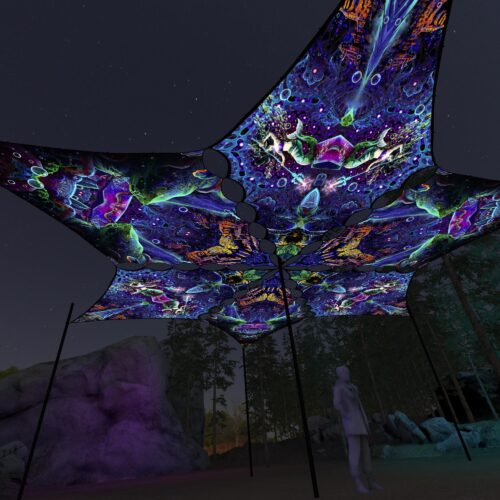 EUK-DM01 and EUK-DM02 - 6 Diamonds Canopy Set - UV-Reactive Flurescent Ceiling Decoration - 3D-Preview