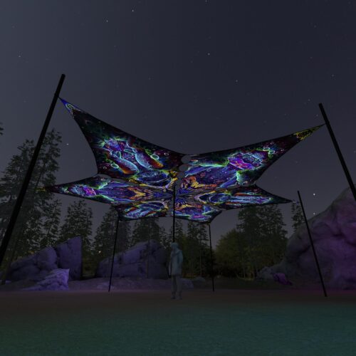 EUK-DM02 and EUK-DM03 - 6 Diamonds Canopy Set - UV-Reactive Flurescent Ceiling Decoration - 3D-Preview