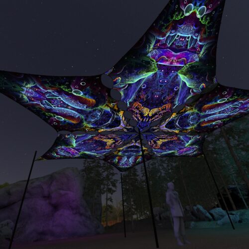 EUK-DM02 and EUK-DM03 - 6 Diamonds Canopy Set - UV-Reactive Flurescent Ceiling Decoration - 3D-Preview