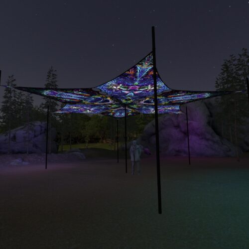 EUK-DM03 and EUK-DM01 - 6 Diamonds Canopy Set - UV-Reactive Flurescent Ceiling Decoration - 3D-Preview