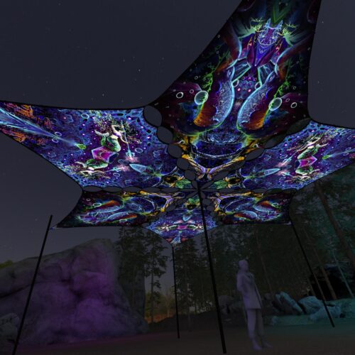 EUK-DM03 and EUK-DM01 - 6 Diamonds Canopy Set - UV-Reactive Flurescent Ceiling Decoration - 3D-Preview