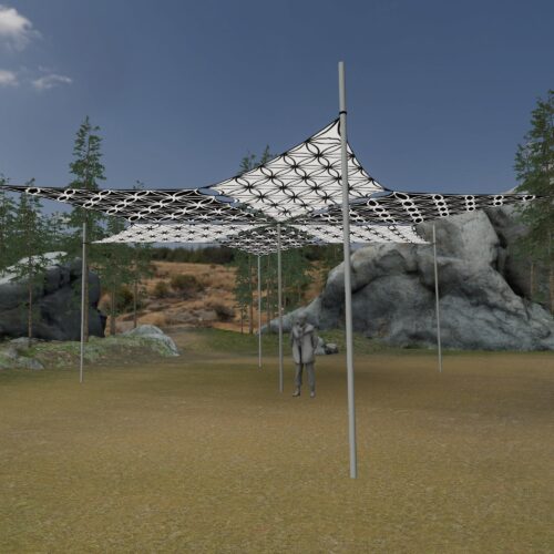 FL-DM01 and FL-DM02 - 6 Diamonds Canopy Set - Black and White Ceiling Decoration - 3D-Preview