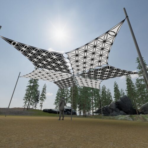 FL-DM01 and FL-DM02 - 6 Diamonds Canopy Set - Black and White Ceiling Decoration - 3D-Preview