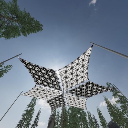 FL-DM01 and FL-DM02 - 6 Diamonds Canopy Set - Black and White Ceiling Decoration - 3D-Preview