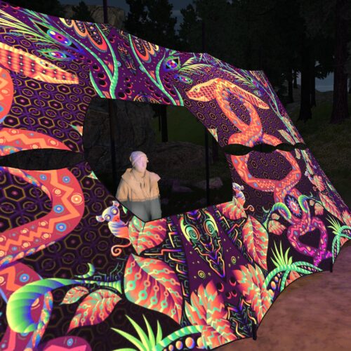 Jungle Snakes - DJ-Booth - UV-Reactive Psychedelic Decoration - 3D-Preview