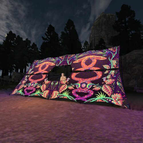 Jungle Snakes - DJ-Booth - UV-Reactive Psychedelic Decoration - 3D-Preview