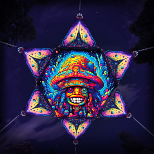 Fungocchio and MS-TR01 - 1 Hexagon and 6 Triangles Canopy Set - UV-Reactive Flurescent Ceiling Decoration - 3D-Preview