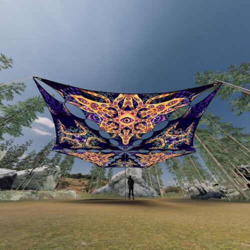 AB-TR01 and AB-TR02 - 6 Triangles Canopy Set - UV-Reactive Flurescent Ceiling Decoration - 3D-Preview