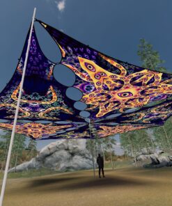 AB-TR01 and AB-TR02 - 6 Triangles Canopy Set - UV-Reactive Flurescent Ceiling Decoration - 3D-Preview