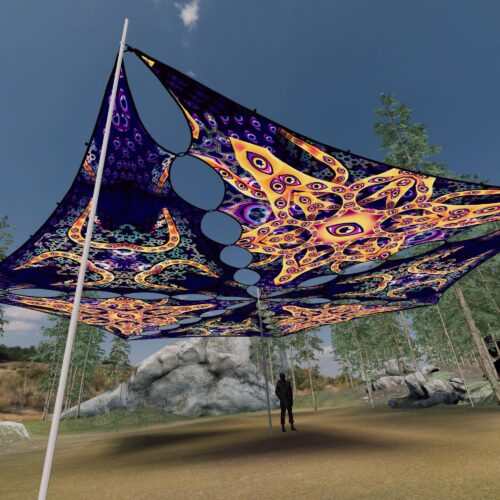 AB-TR01 and AB-TR02 - 6 Triangles Canopy Set - UV-Reactive Flurescent Ceiling Decoration - 3D-Preview