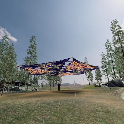 AB-TR01 and AB-TR02 - 6 Triangles Canopy Set - UV-Reactive Flurescent Ceiling Decoration - 3D-Preview