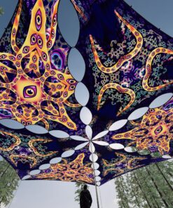 AB-TR01 and AB-TR02 - 6 Triangles Canopy Set - UV-Reactive Flurescent Ceiling Decoration - 3D-Preview