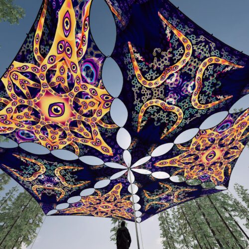 AB-TR01 and AB-TR02 - 6 Triangles Canopy Set - UV-Reactive Flurescent Ceiling Decoration - 3D-Preview