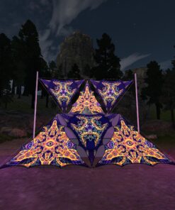 AB-TR01 and AB-TR02 - 6 Triangles Canopy Set - UV-Reactive Flurescent Ceiling Decoration - 3D-Preview