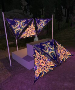 AB-TR01 and AB-TR02 - 6 Triangles Canopy Set - UV-Reactive Flurescent Ceiling Decoration - 3D-Preview