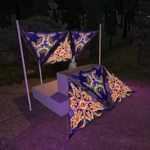AB-TR01 and AB-TR02 - 6 Triangles Canopy Set - UV-Reactive Flurescent Ceiling Decoration - 3D-Preview