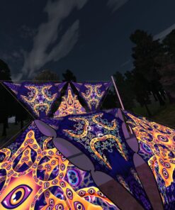 AB-TR01 and AB-TR02 - 6 Triangles Canopy Set - UV-Reactive Flurescent Ceiling Decoration - 3D-Preview