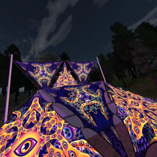 AB-TR01 and AB-TR02 - 6 Triangles Canopy Set - UV-Reactive Flurescent Ceiling Decoration - 3D-Preview