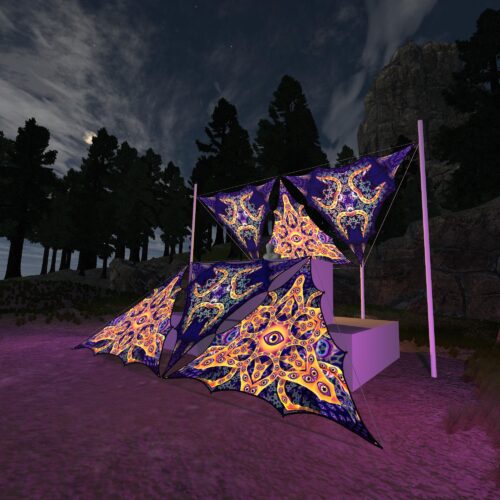 AB-TR01 and AB-TR02 - 6 Triangles Canopy Set - UV-Reactive Flurescent Ceiling Decoration - 3D-Preview