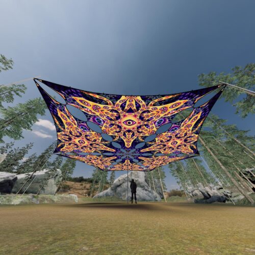 AB-TR01 - 6 Triangles Canopy Set - UV-Reactive Flurescent Ceiling Decoration - 3D-Preview