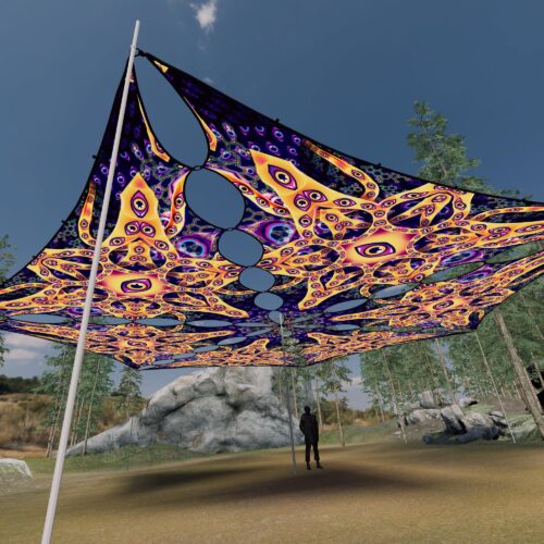 AB-TR01 - 6 Triangles Canopy Set - UV-Reactive Flurescent Ceiling Decoration - 3D-Preview