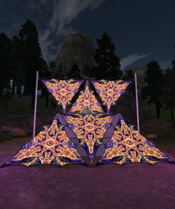 AB-TR01 - 6 Triangles Canopy Set - UV-Reactive Flurescent Ceiling Decoration - 3D-Preview