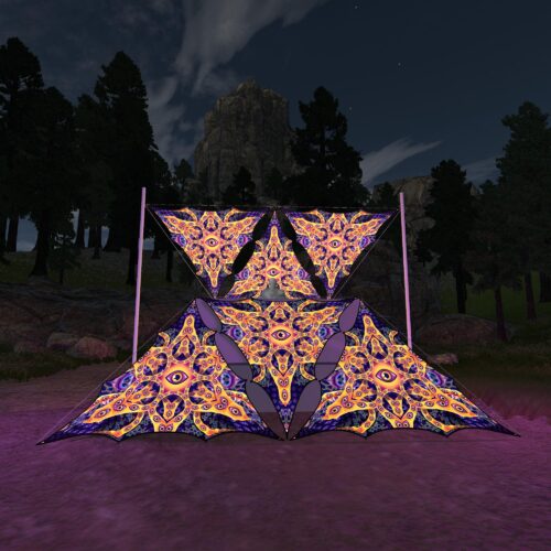 AB-TR01 - 6 Triangles Canopy Set - UV-Reactive Flurescent Ceiling Decoration - 3D-Preview