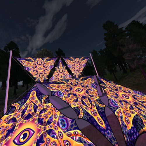 AB-TR01 - 6 Triangles Canopy Set - UV-Reactive Flurescent Ceiling Decoration - 3D-Preview