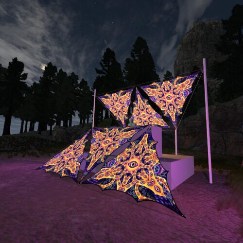 AB-TR01 - 6 Triangles Canopy Set - UV-Reactive Flurescent Ceiling Decoration - 3D-Preview