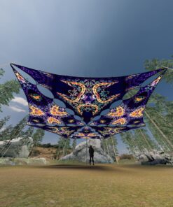 AB-TR02 and AB-TR03 - 6 Triangles Canopy Set - UV-Reactive Flurescent Ceiling Decoration - 3D-Preview