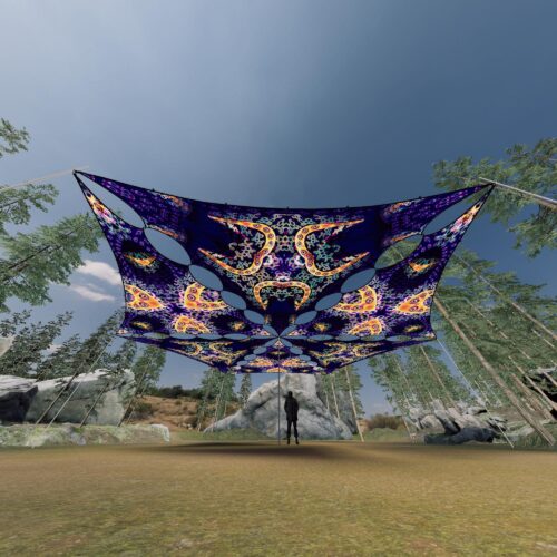 AB-TR02 and AB-TR03 - 6 Triangles Canopy Set - UV-Reactive Flurescent Ceiling Decoration - 3D-Preview