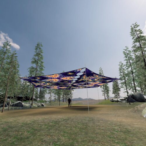 AB-TR02 and AB-TR03 - 6 Triangles Canopy Set - UV-Reactive Flurescent Ceiling Decoration - 3D-Preview