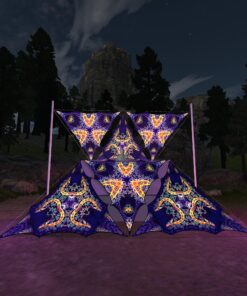 AB-TR02 and AB-TR03 - 6 Triangles Canopy Set - UV-Reactive Flurescent Ceiling Decoration - 3D-Preview