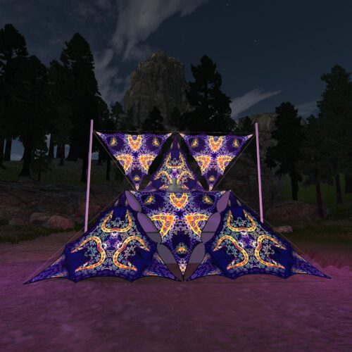 AB-TR02 and AB-TR03 - 6 Triangles Canopy Set - UV-Reactive Flurescent Ceiling Decoration - 3D-Preview