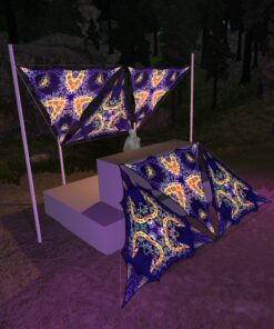 AB-TR02 and AB-TR03 - 6 Triangles Canopy Set - UV-Reactive Flurescent Ceiling Decoration - 3D-Preview