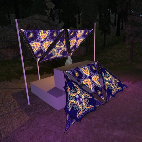 AB-TR02 and AB-TR03 - 6 Triangles Canopy Set - UV-Reactive Flurescent Ceiling Decoration - 3D-Preview