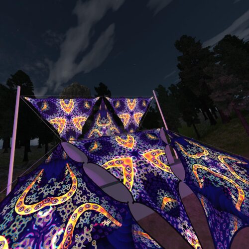 AB-TR02 and AB-TR03 - 6 Triangles Canopy Set - UV-Reactive Flurescent Ceiling Decoration - 3D-Preview